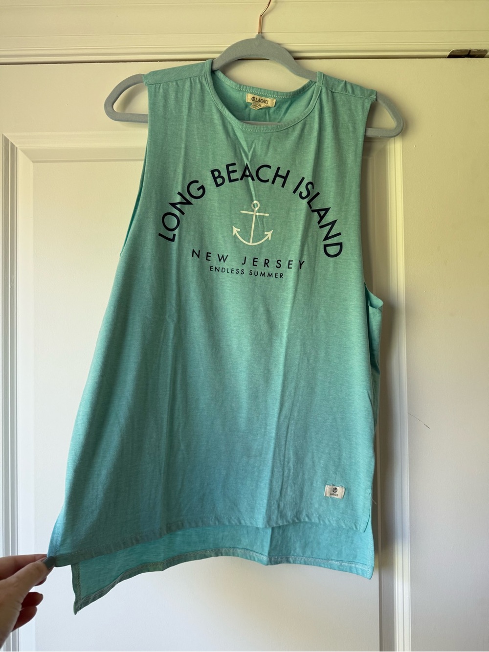 Lagaci Aqua Seafoam Anchor Graphic Tank, Long Beach Island, LBI. XL (runs small)